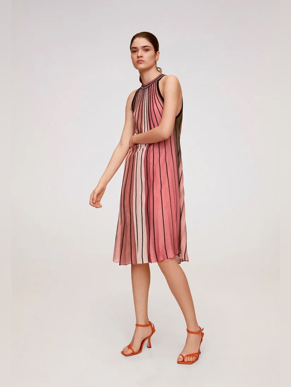 Mango MNG Day Dress Multicoloured Pleated Swing Dress Small - Maximalist